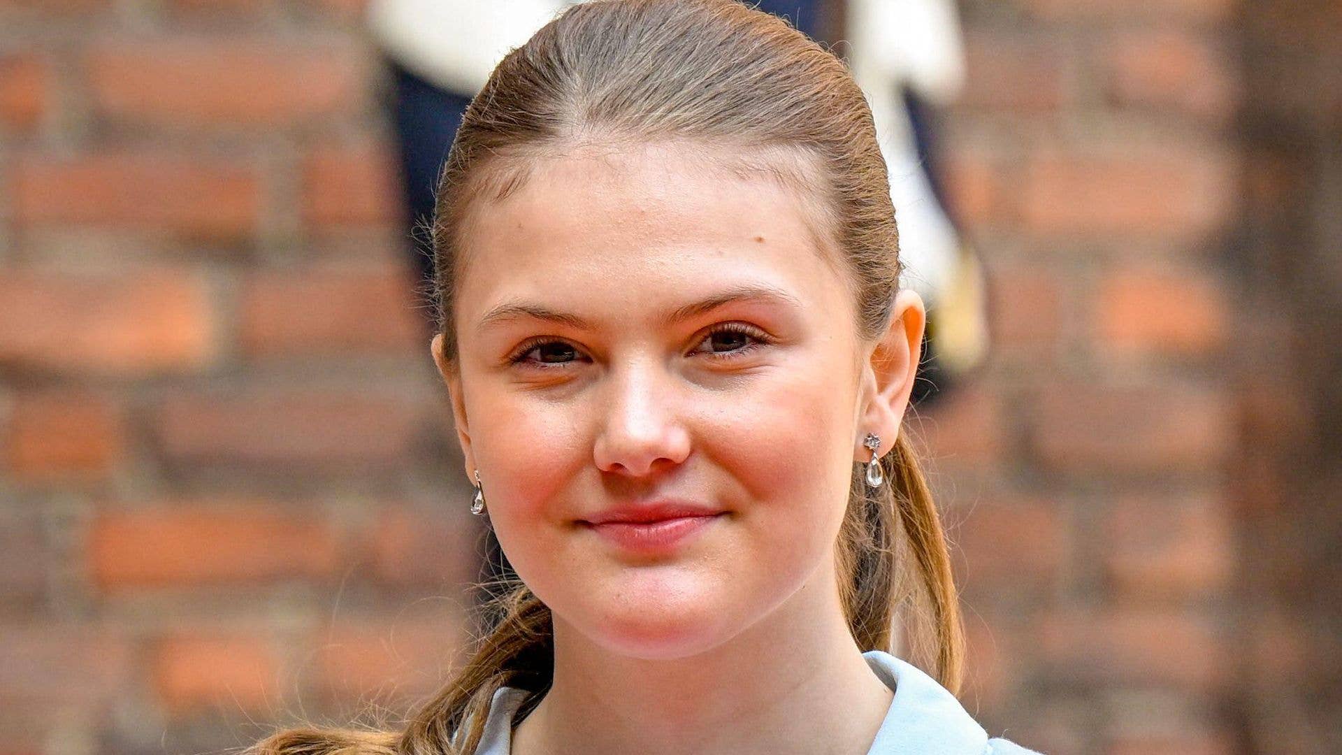 Princess Estelle, 14, performs the perfect curtsy for Queen Sonja at her grandfather's 80th birthday celebrations – watch