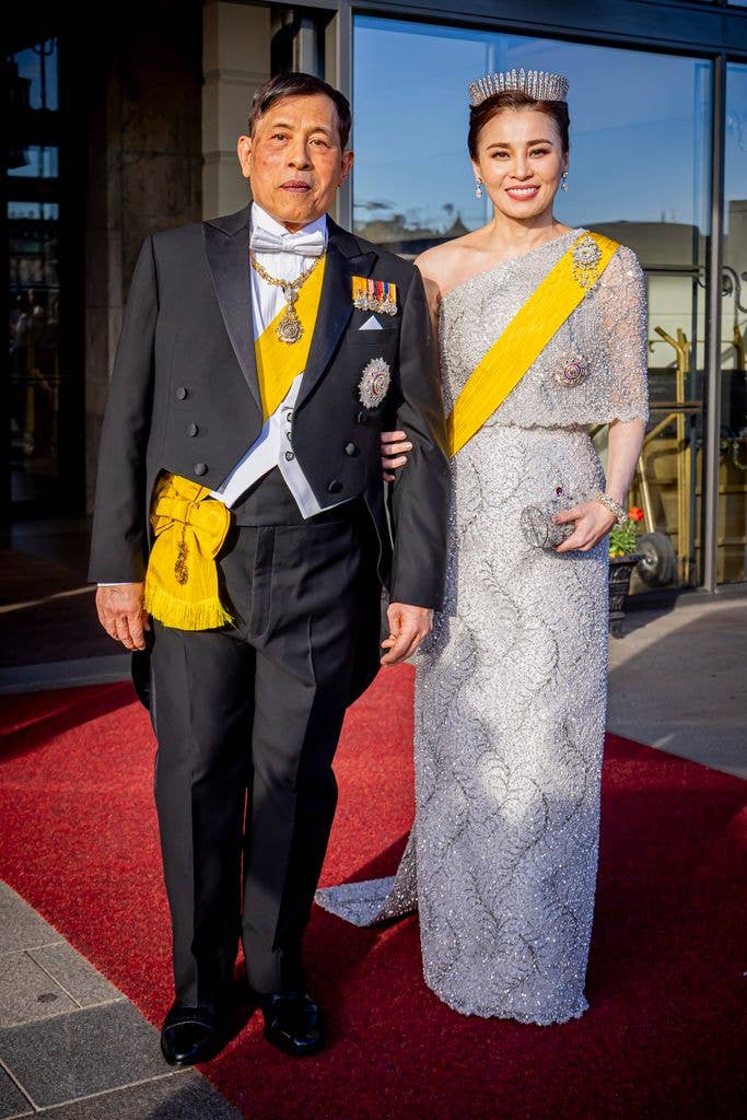 King Maha Vajiralongkorn of Thailand and Queen Suthida of Thailand during the 80th Birthday celebrations of King Carl XVI Gustaf of Sweden