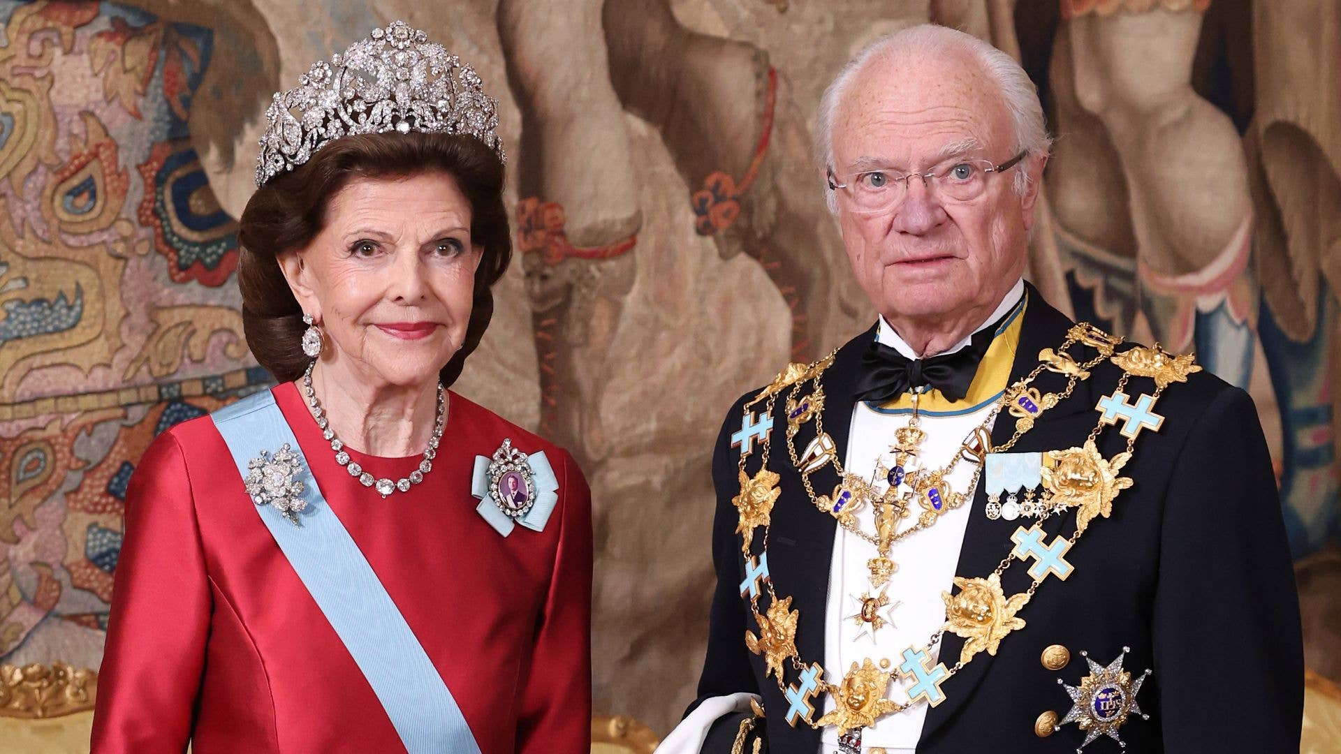 Queen Silvia of Sweden and King Carl XVI Gustaf of Sweden attend the gala dinner during the 80th Birthday celebrations