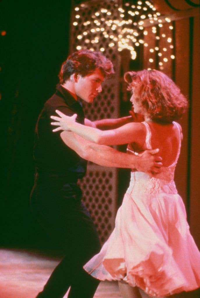 Patrick Swayze and Jennifer Grey dance together in a scene from the end of Dirty Dancing. 