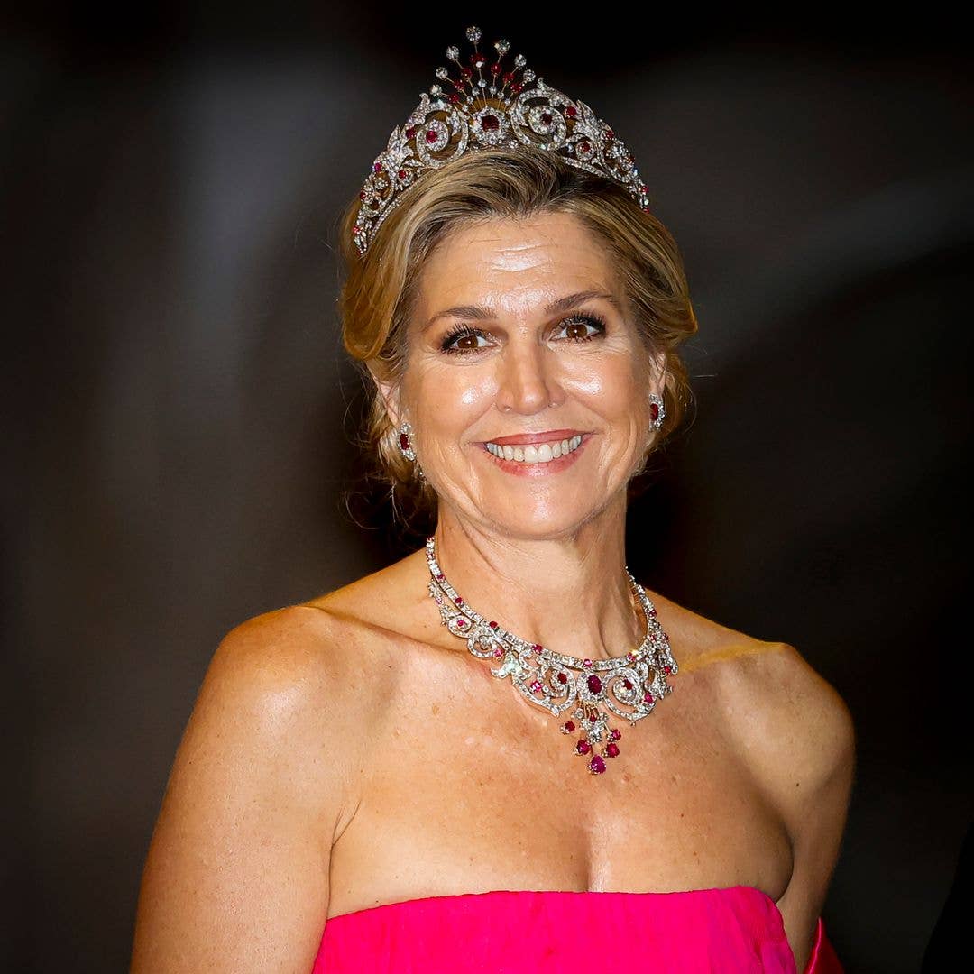 Queen Maxima is a real-life Barbie in hot pink strapless gown - and long-forgotten tiara